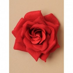 Rose Hair Clip - Large fabric crimson rose on a forked clip.