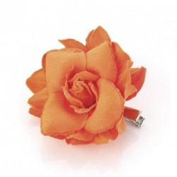 Neon orange colour flower hair clip. - (HA26746)