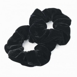 Two piece black velvet look elasticated hair scrunchie...
