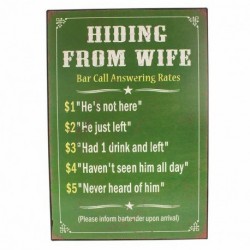 Hiding From Wife Sign Size: 48x33x1cm