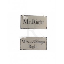 Metal Danglers 10x20cm - Mr & Mrs signs choice of...