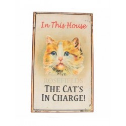 Metal Sign 24x38cm - In this house the cats in charge...