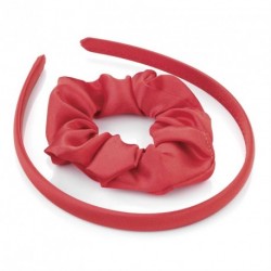 Headband Scunchie Set - Two piece red satin look headband...