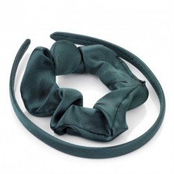 Headband Scunchie Set - Two piece green satin look...