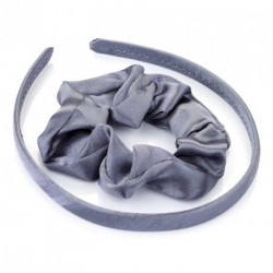 Headband Scunchie Set - Two piece grey satin look Alice...