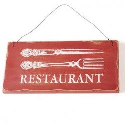 Wooden Restaurant Sign Size: 25x1.2x12.5cm