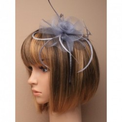 Fascinator Headband - Silver grey centre net flower and...