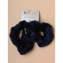 Hair Scrunchies - Card of 2 Small mini Navy Velvet...