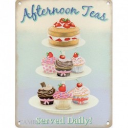 Metal Sign 15x20cm - AFTERNOON TEAS SERVED DAILY! Metal...