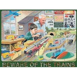 Metal Sign 15x20cm - Model trains. Beware of the trains....