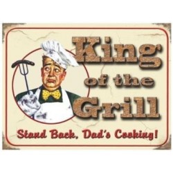 Metal Sign 15x20cm - KING OF THE GRILL BBQ STAND BACK...