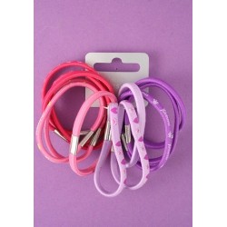 Card of 12 pink and lilac printed elastics.
