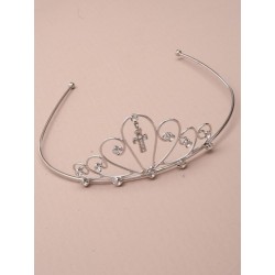 Tiara - 10cm Rhodium vintage plated small tiara with...