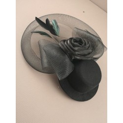 Hatinator Fascinator Clip - Black hat fascinator with...