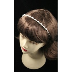 Silv White pearl and crystal alice style tiara in a cream...