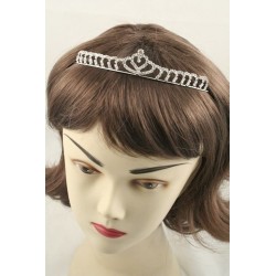 Rhodium plated low fronted design crystal tiaras in 3...