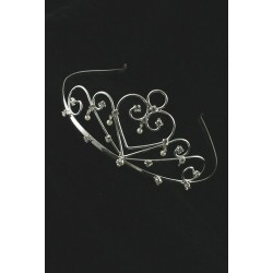 Metal Tiara. Silver with Crystal and Pearl Decoration