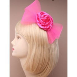 Fascinator - Colourful Statement satin rosette on net bow...