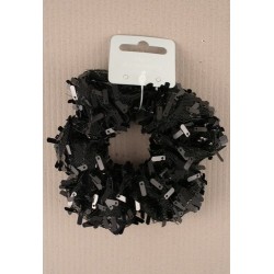 Black fabric net scrunchie with black rectangular sequins.