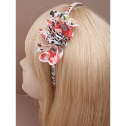 Aliceband - Side ruffle printed fabric narrow headband...