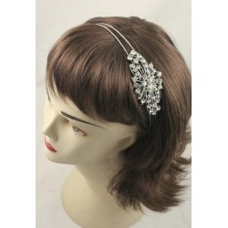 Aliceband - Large crystal flower on double wire silv...