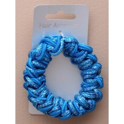 Brightly coloured corded scrunchie. In...
