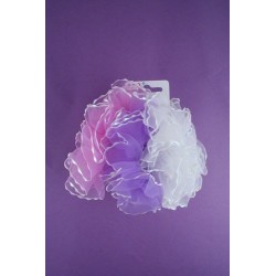 Card of 3 Chiffon Scrunchies with Silver Edge.
