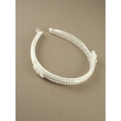Aliceband - White flowers with beaded row join ribbon...