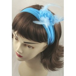 Headband - Large feather flower stretch fabric kylie band...