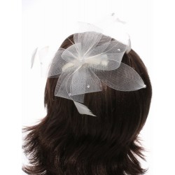 large cream looped mesh with stones fascinator on a clear...