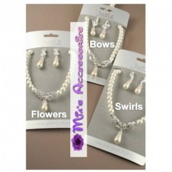 necklace & earrings set- pearl bead necklace with silver...