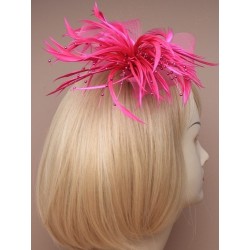 Fascinator Clip & Pin - looped net and feather fascinator...