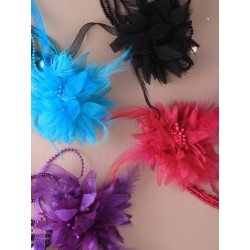 Necklace - Fabric flower multi row seed bead necklace