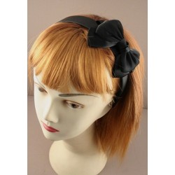 Aliceband - Twin Fabric bow on 2.5cm wide black satin...