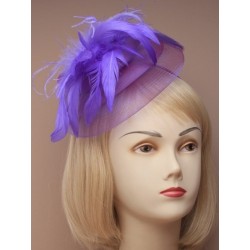 Fascinator - narrow satin aliceband with net and feather...