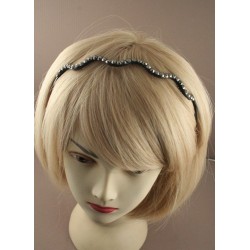 Aliceband - Studded narrow black plastic headband alice band