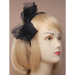 narrow satin aliceband with large fabric lace bow. in...