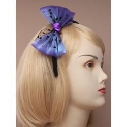 black satin narrow aliceband with large net bow. in...