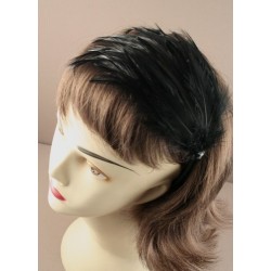 Aliceband - Large curved black feather plume black satin...