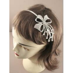 Aliceband - Crystal flower, bow or ribbon motif silv...