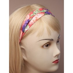 floral print stretch fabric bandeaux. in red/blue/purple...