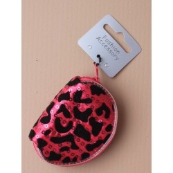 black flock animal print and sequin d" shaped purse. in...