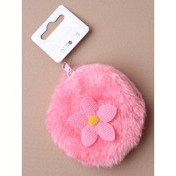 Mini Purse - A small pink faux fur fabric zip purse with...