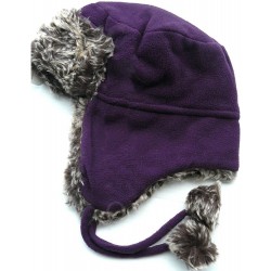Pom pom trapper hat purple