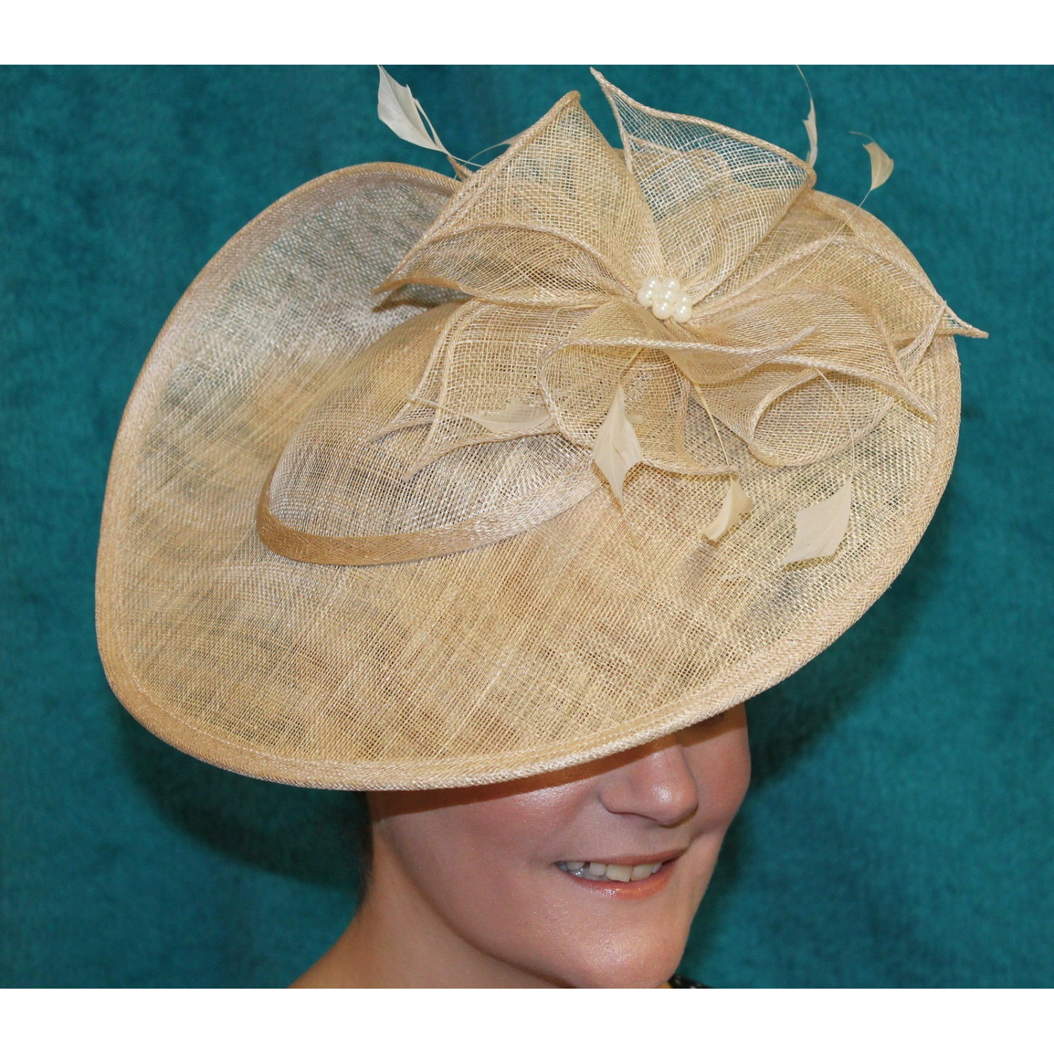 Fischer UK Design Fascinator Hatinator on headband Hair band Flower Pearl Beads Fischer UK Design Fascinator Hatinator on headband Hair band Flower Pearl Beads