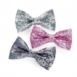 Three piece silver, pink and hematite grey colour glitter...