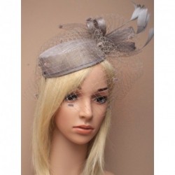 Large Silver Grey hatinator spotted net and sinamay loops...