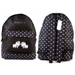 Black rucksack backpack with Polka Dots and Cute Little...