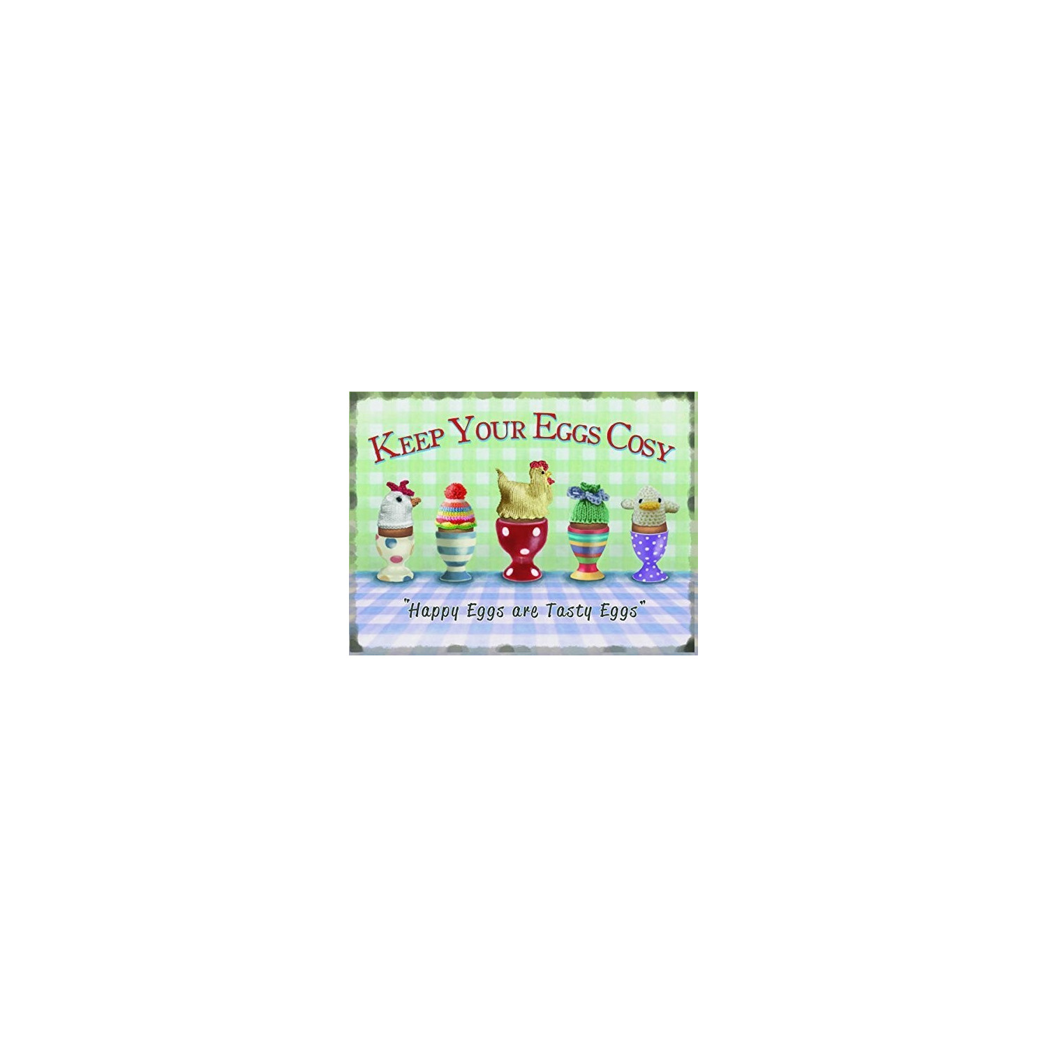 Metal Sign 15x20cm - Keep Your Eggs Cosy, Metal Sign, 'Happy Eggs are Tasty Eggs', Retro Sign Metal Sign 15x20cm - Keep Your Eggs Cosy, Metal Sign, 'Happy Eggs are Tasty Eggs', Retro Sign