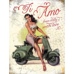 VESPA TI AMO Metal Advertising Sign (SMALL (200mm X 150mm))